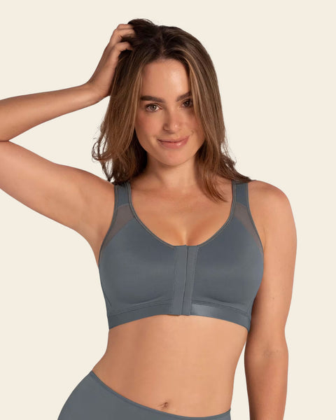 Unlined Wireless Posture Corrector Bra#color_706-medium-gray