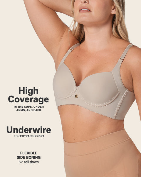 High profile back smoothing bra with soft full coverage cups#color_802-nude