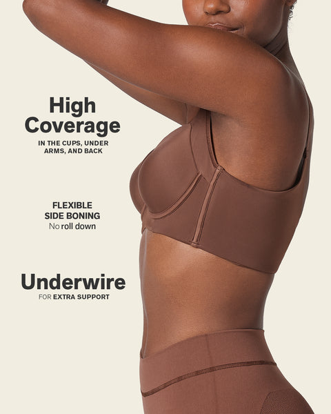 High profile back smoothing bra with soft full coverage cups#color_875-dark-brown