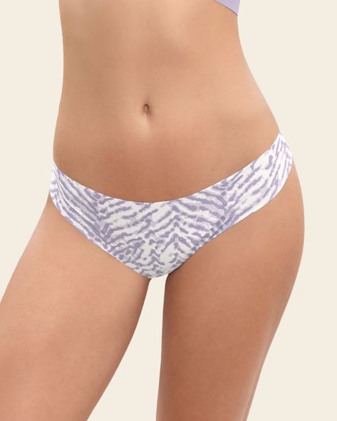 No Ride-Up Seamless Thong Panty#color_b24-lilac-zebra-print