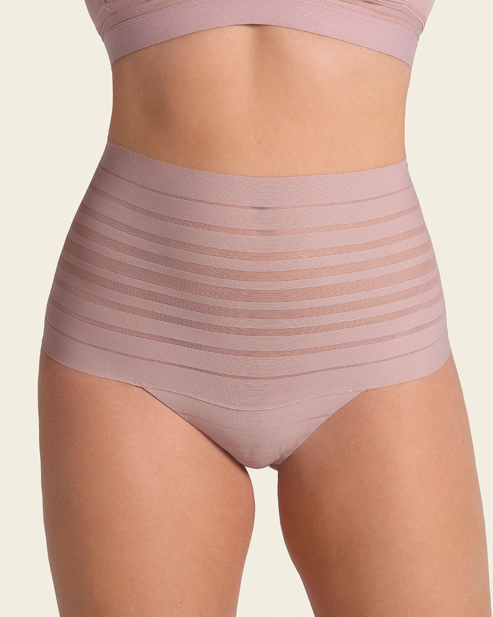 lace stripe high waisted cheeky hipster panty