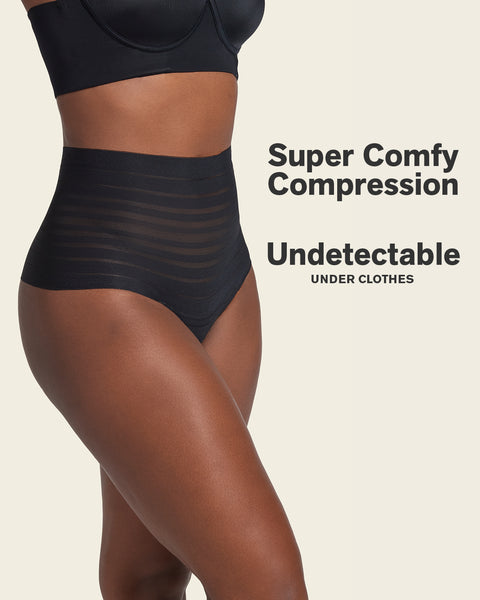 Lace stripe high-waisted cheeky hipster panty#color_700-black