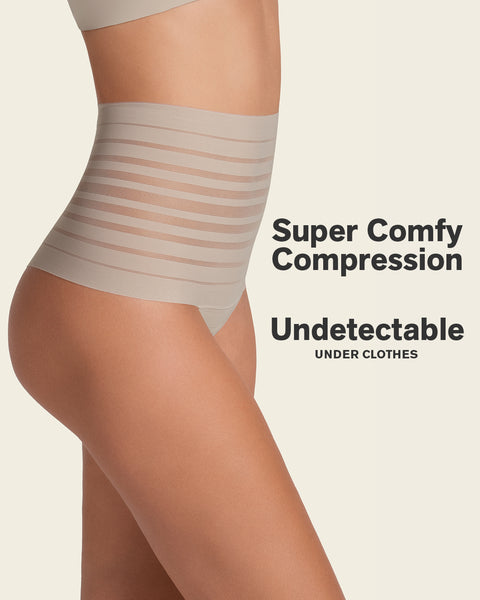 Lace stripe high-waisted cheeky hipster panty#color_802-nude