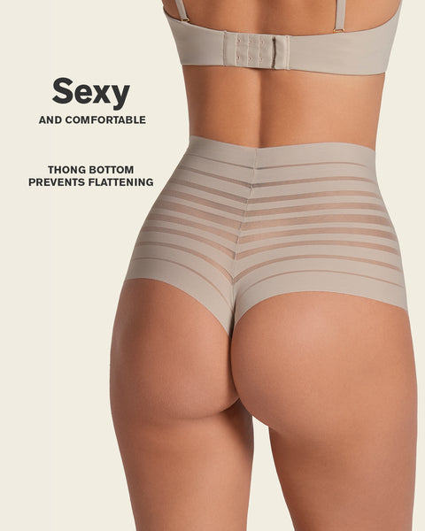 Lace stripe high-waisted cheeky hipster panty#color_802-nude