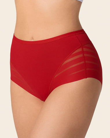 Lace stripe undetectable classic shaper panty#color_323-red