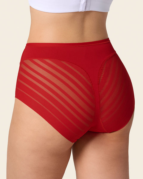 Lace stripe undetectable classic shaper panty#color_323-red