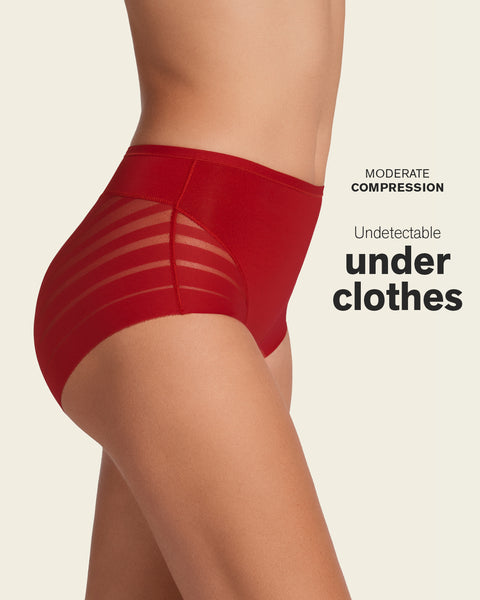 Lace stripe undetectable classic shaper panty#color_323-red