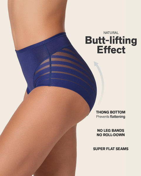 Lace stripe undetectable classic shaper panty#color_536-blue