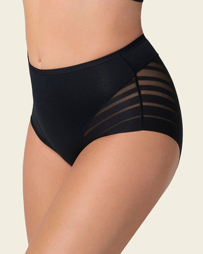 Lace stripe undetectable classic shaper panty#color_700-black