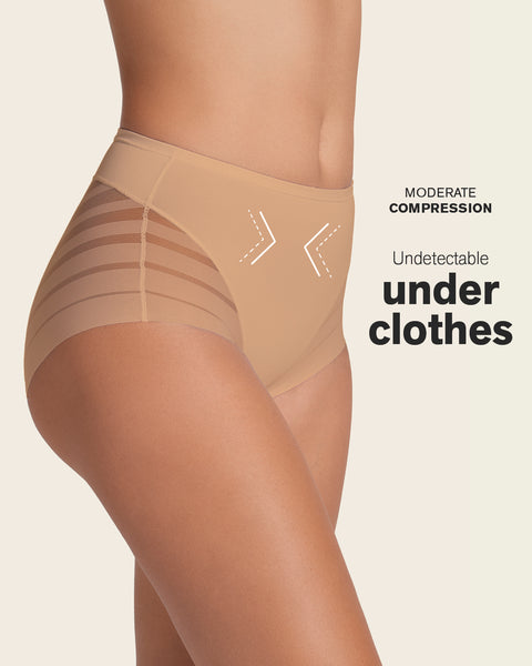 Lace stripe undetectable classic shaper panty#color_801-golden-beige