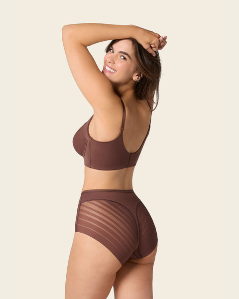 Lace stripe undetectable classic shaper panty#color_875-dark-brown