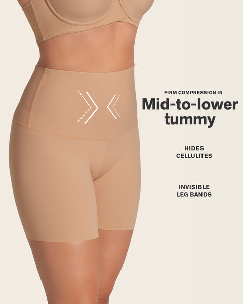 Moderate compression high-waisted shaper slip short#color_801-golden-beige