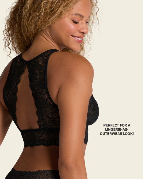 High-neck unlined lace crop top wireless bralette#color_700-black