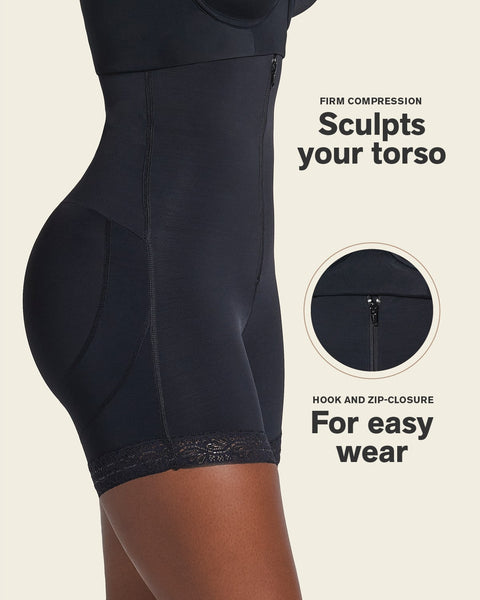 Firm tummy control shaper strapless short with butt lifter#color_700-black