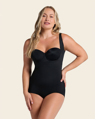 Plunge back classic sculpting body shaper#color_700-black