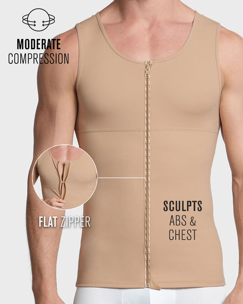 Compression vest with double layer of fabric on abdomen and back#color_801-golden-beige