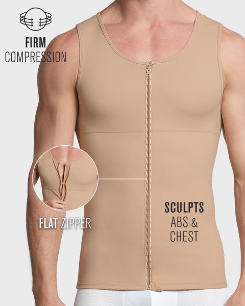 Compression vest with double layer of fabric on abdomen and back#color_801-golden-beige