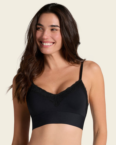 Lace Trim Soft Full Coverage Smoothing Wireless Daily Bra#color_700-black