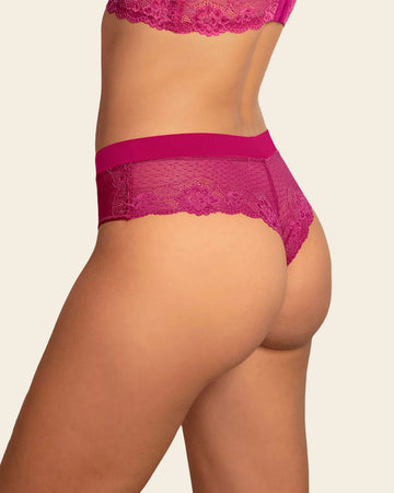 Cheeky Microfiber Panty with Lace Details#color_957-fuchsia