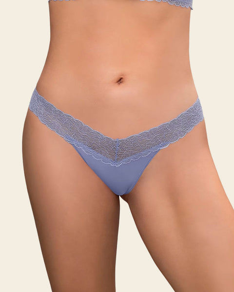 Low-Rise Lace Waistband Thong Panty