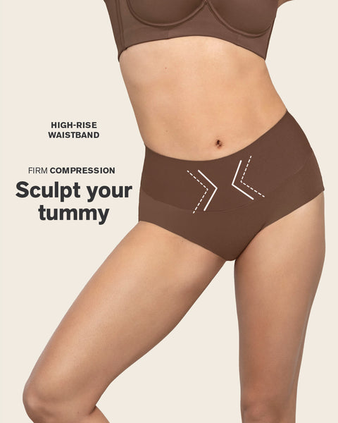 High-Tech High-Waisted Classic Sculpting Panty#color_875-dark-brown