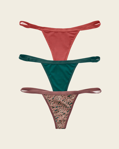 3-Pack Invisible G-String Thong Panties#color_s48-print-terracotta-teal