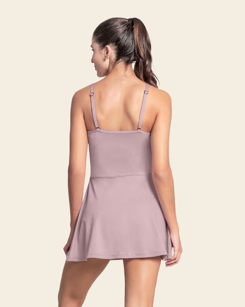 Active Dress with Built-In Shelf Bra and Shorts#color_452-lilac