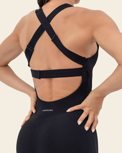 Backless Active Shaper Long Leg Jumpsuit | Leonisa Active by Silvy Araujo#color_700-black