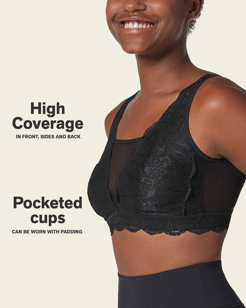 Multiwear lace pocketed bralette#color_700-black