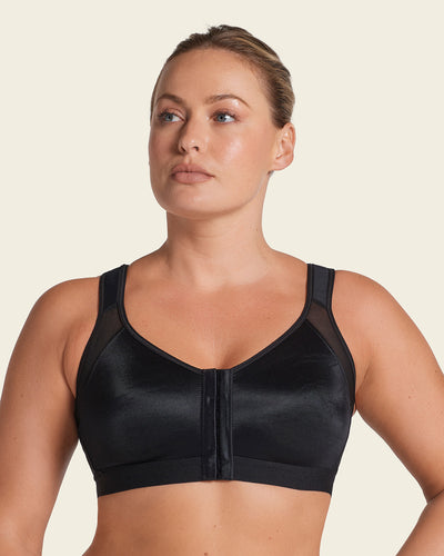 Stage 1 post-surgical wireless bra with front closure#color_700-black